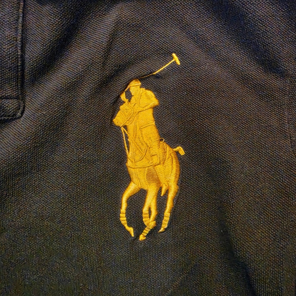 VTG Polo Ralph Lauren Mens Blackwatch Big Pony Crest Polo Shirt Black Med #3 - Picture 3 of 9